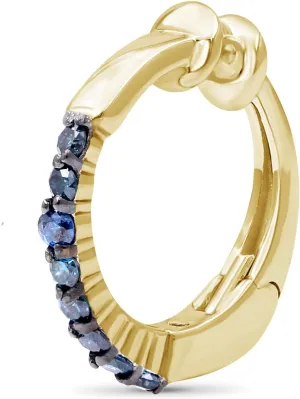 14k Gold Plated Ear Cuffs for Women Non Piercing  1/10 Carat Blue Diamond Ear Cuff with Hinged Hoop Comfort Clasps  14k Gold Over Silver Ear Cuff Earring by JEWELEXCESS