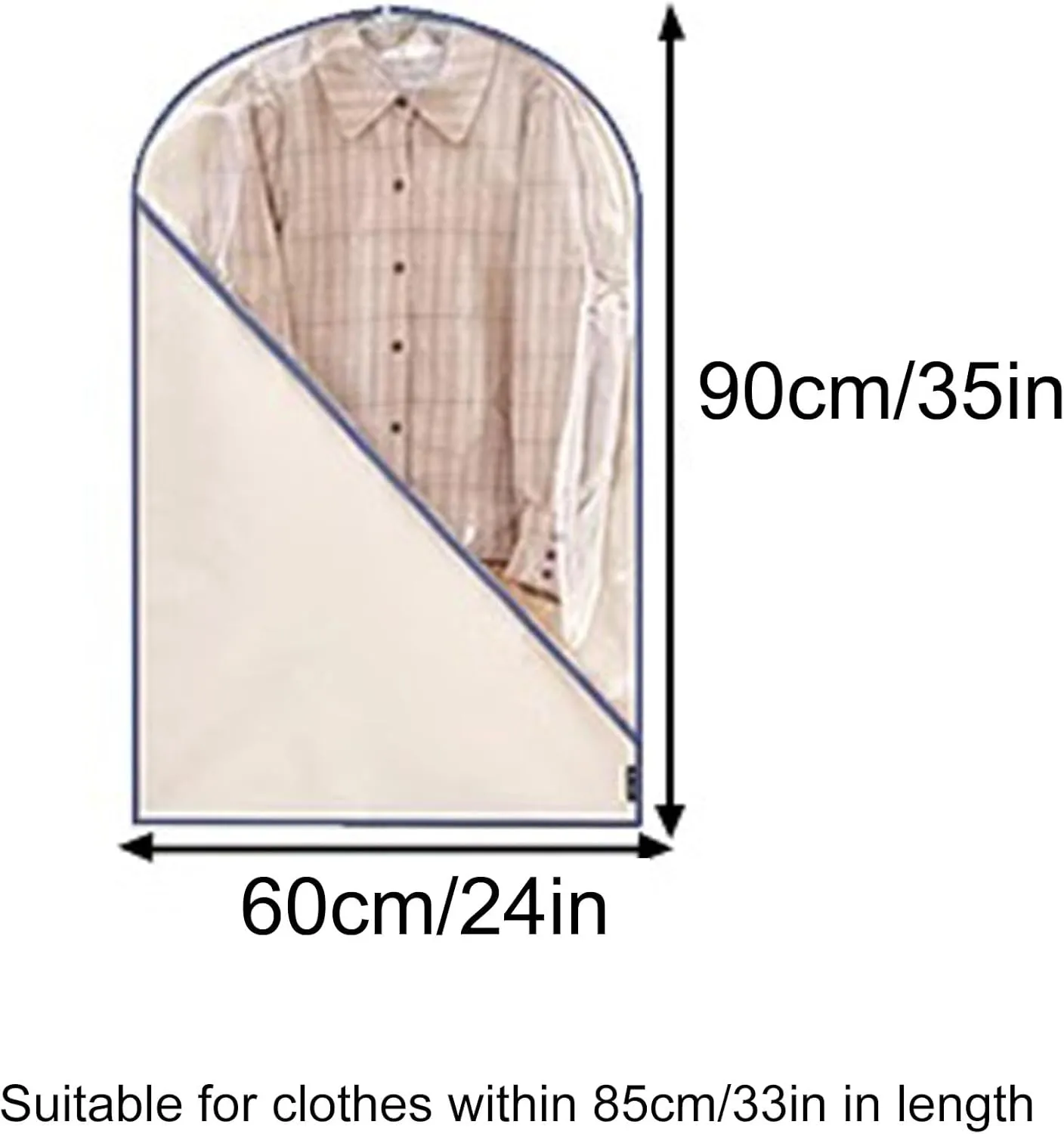 2 Packs Garment Bags for Hanging Clothes, Washable Canvas Garment Bag for Closet Storage and Travel with Clear Window(Yellow,60x90cm/24x35in)