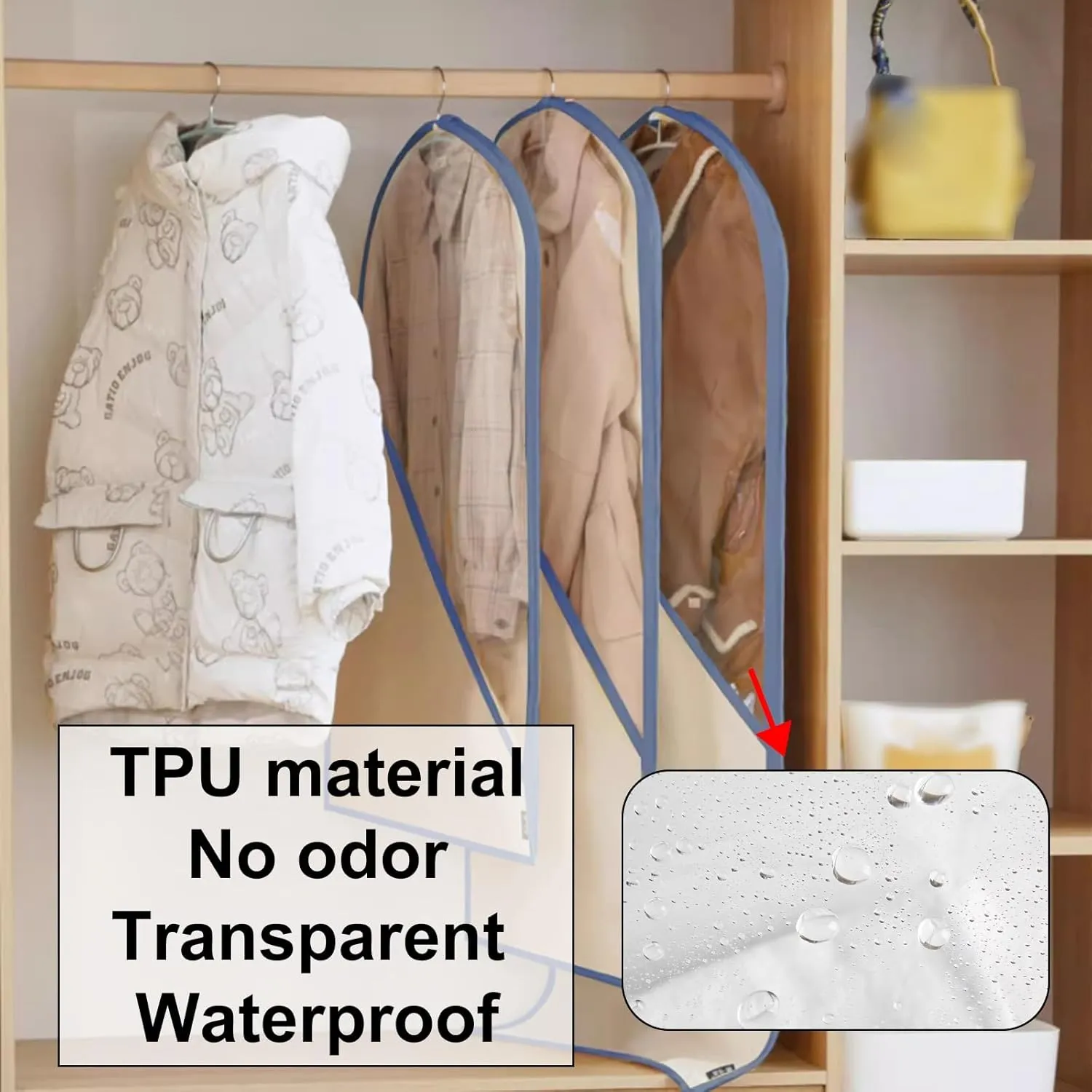 2 Packs Garment Bags for Hanging Clothes, Washable Canvas Garment Bag for Closet Storage and Travel with Clear Window(Yellow,60x90cm/24x35in)