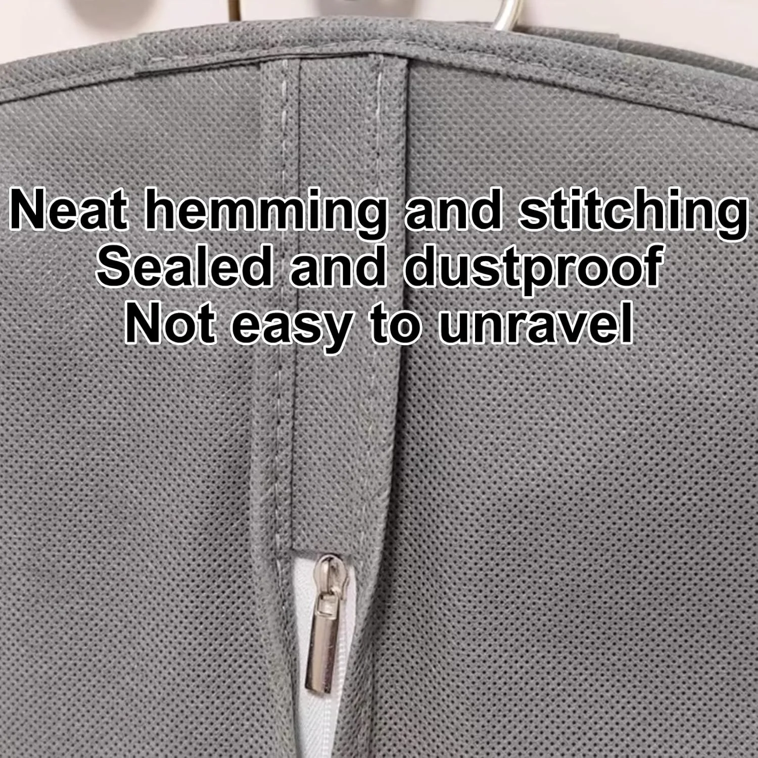 2 Pieces of Long Garment Bags, Hanging Clothes Bag with Transparent Window, Non Woven Material, Suitable for Suits, Dresses(Gray,60x90cm/24x35in)