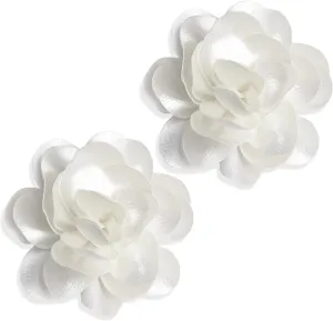 2Pack 6inch Extra Large Satin Brooches Lapel Pins Dainty Elegant Fabric Camellia Rose Flower Brooch Pin for Women Wedding Part Dance Clothes Accessories Jewelry