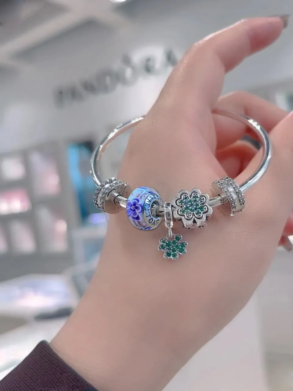 2pcs Murano Glass Charms for Pandora Bracelets, 925 Sterling Silver Charms for Bracelets, Green Charms and Red Charms, Snowman Charms, Animal Bead Charms, Jewelry Gifts for Women