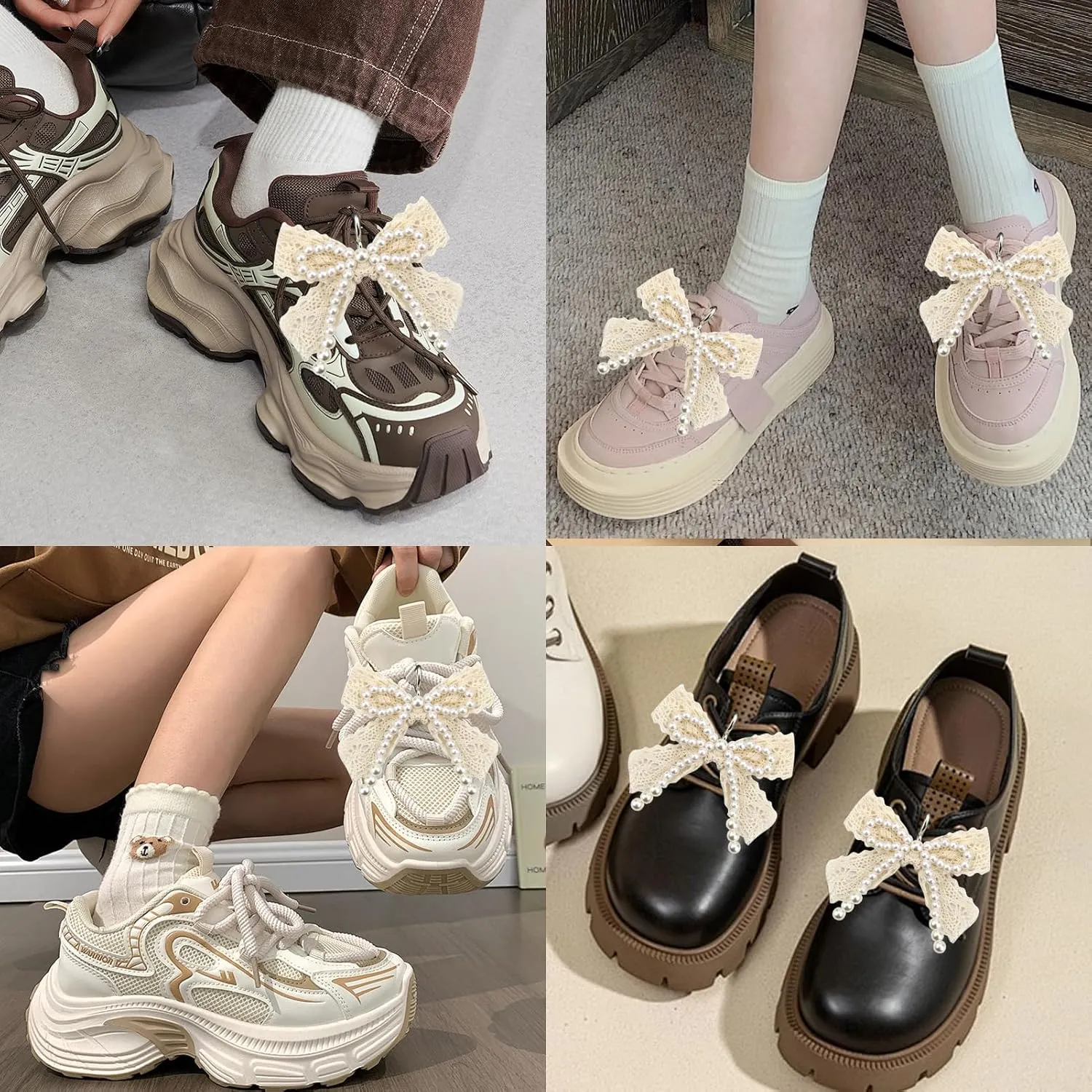 2Pcs Pearl Bow Shoe Charms for Sneakers Decoration Shoe Lace Charms Sneakers Elegant Pearl Buckle Dress Shoe Sneaker Accessories