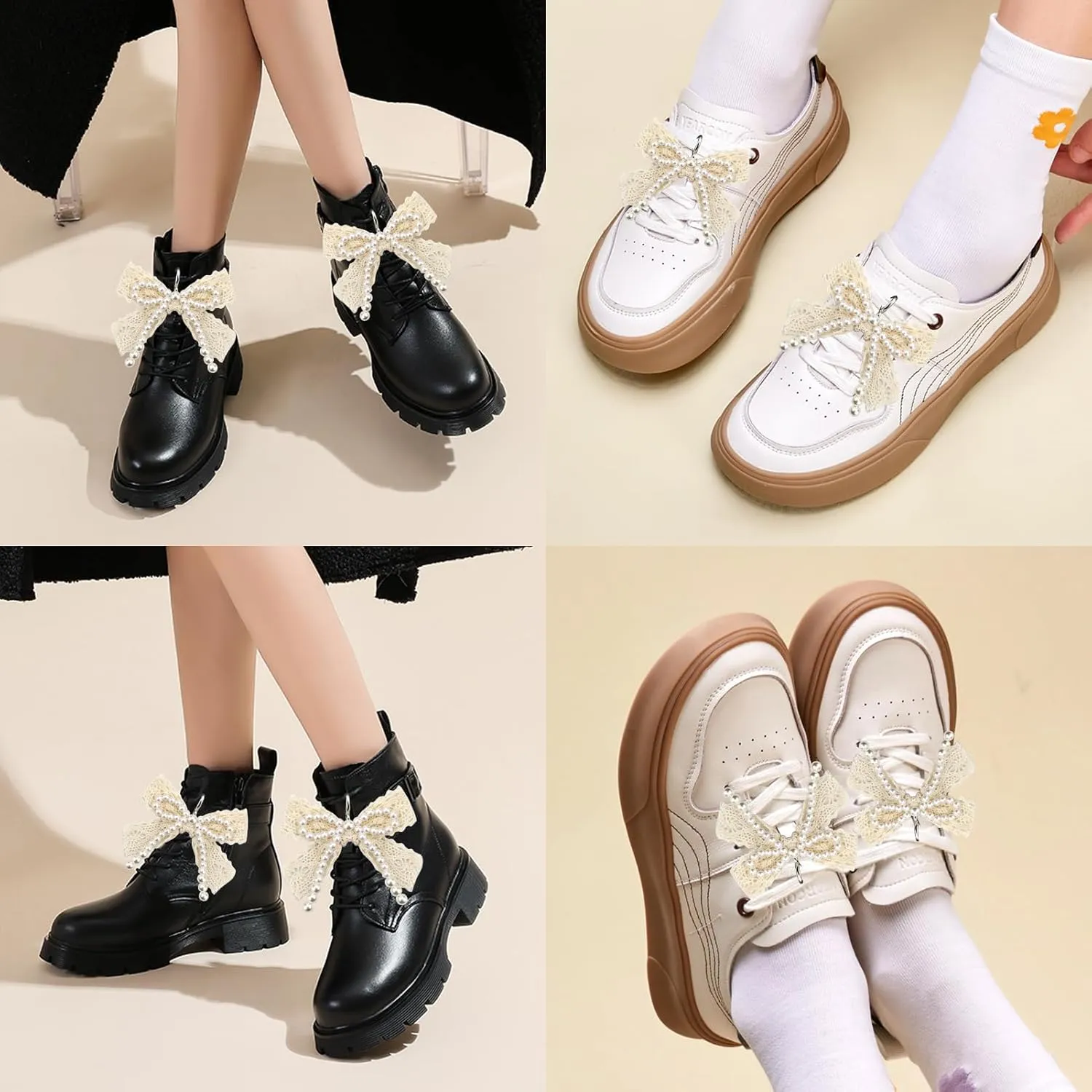 2Pcs Pearl Bow Shoe Charms for Sneakers Decoration Shoe Lace Charms Sneakers Elegant Pearl Buckle Dress Shoe Sneaker Accessories