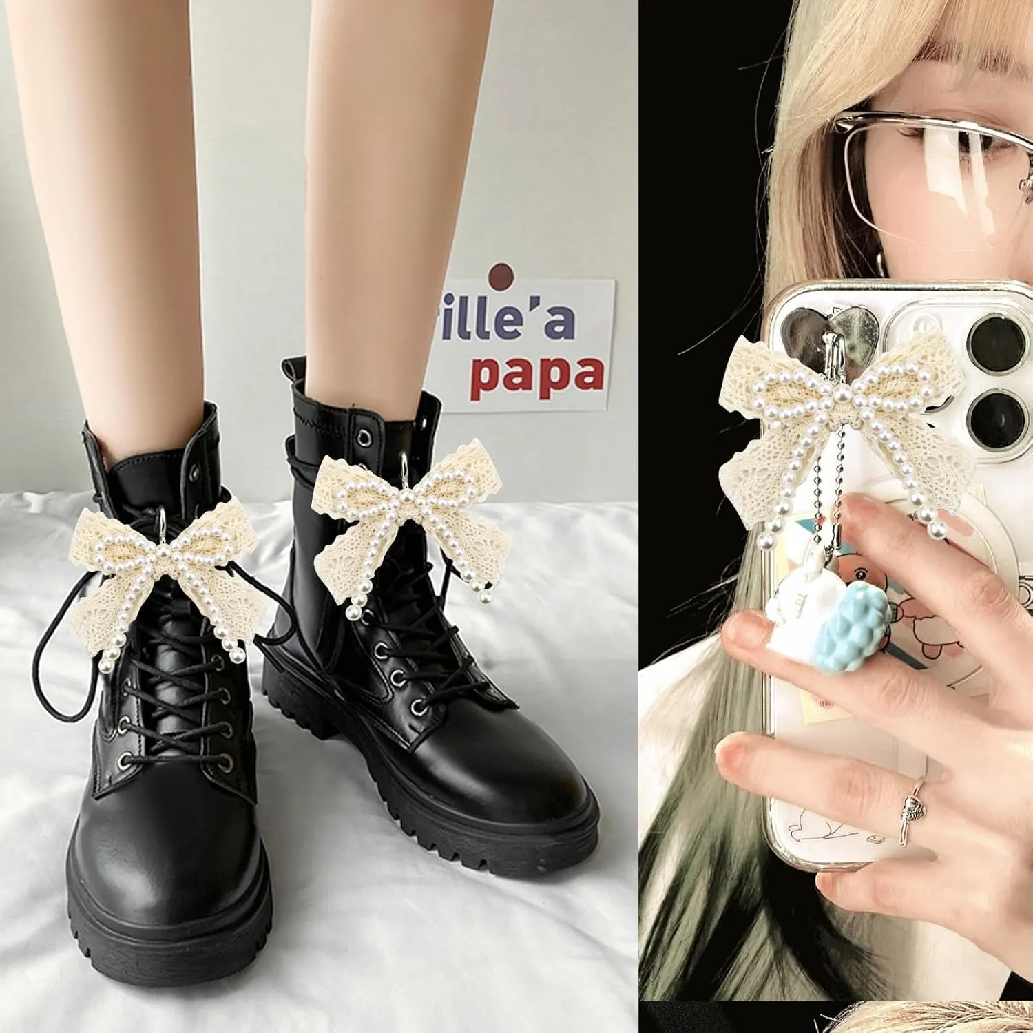 2Pcs Pearl Bow Shoe Charms for Sneakers Decoration Shoe Lace Charms Sneakers Elegant Pearl Buckle Dress Shoe Sneaker Accessories