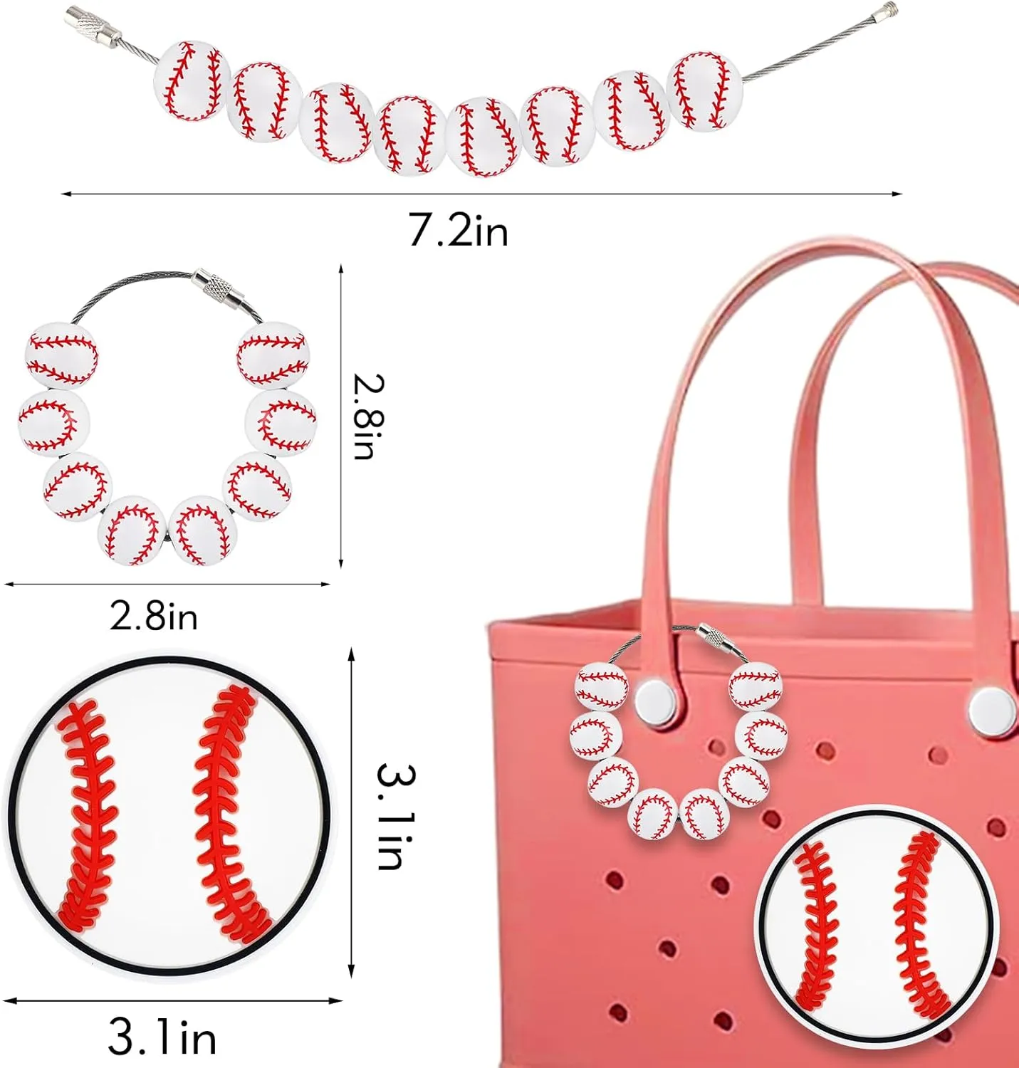 2Pcs Sports Bogg Bag Charm Accessories - Beads Charms for Beach Tote Handbag - Cute Decoration for Women Mom Backpack Keychain - Sports Fans Gift