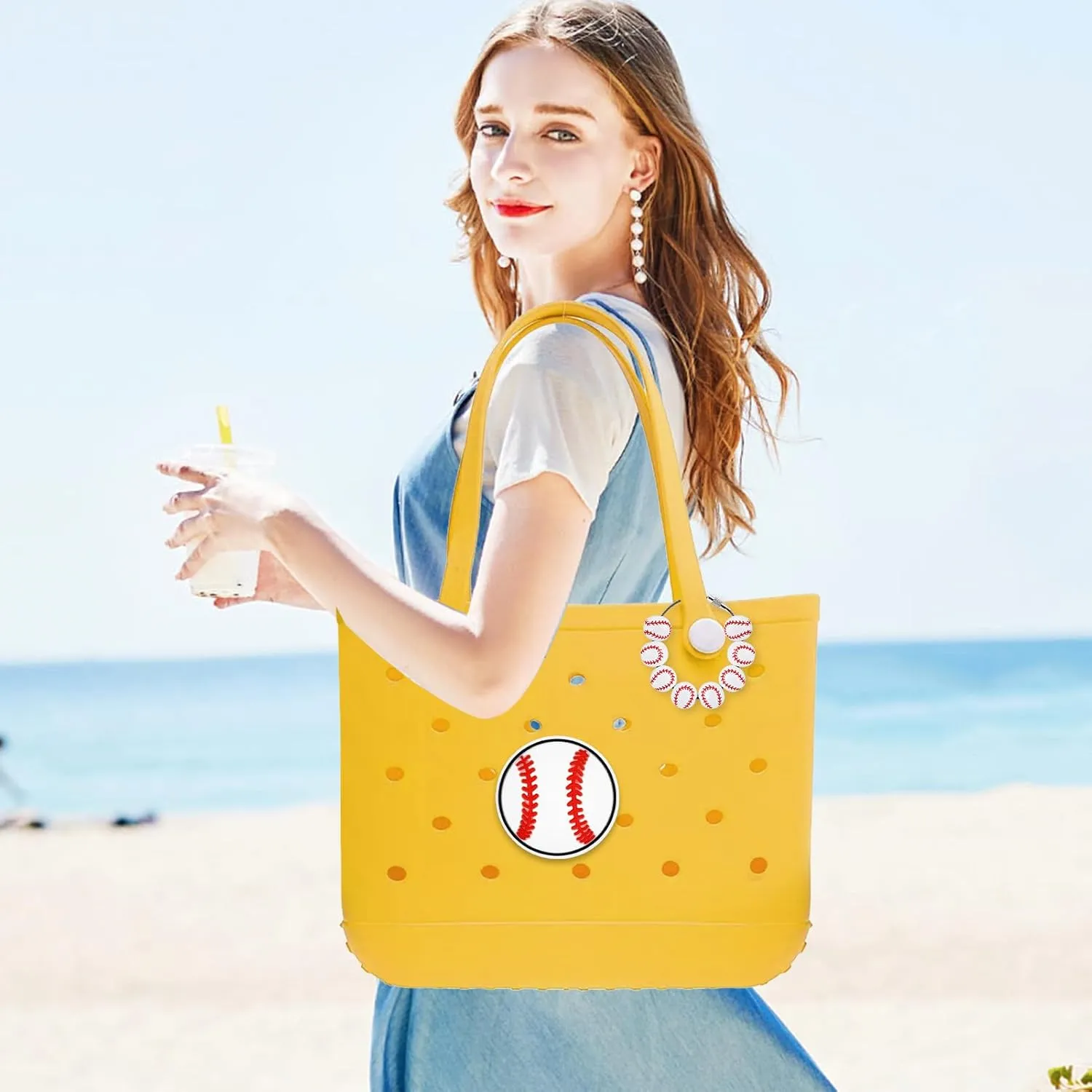 2Pcs Sports Bogg Bag Charm Accessories - Beads Charms for Beach Tote Handbag - Cute Decoration for Women Mom Backpack Keychain - Sports Fans Gift