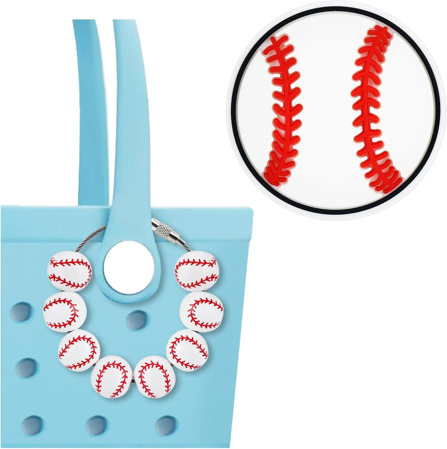 2Pcs Sports Bogg Bag Charm Accessories - Beads Charms for Beach Tote Handbag - Cute Decoration for Women Mom Backpack Keychain - Sports Fans Gift