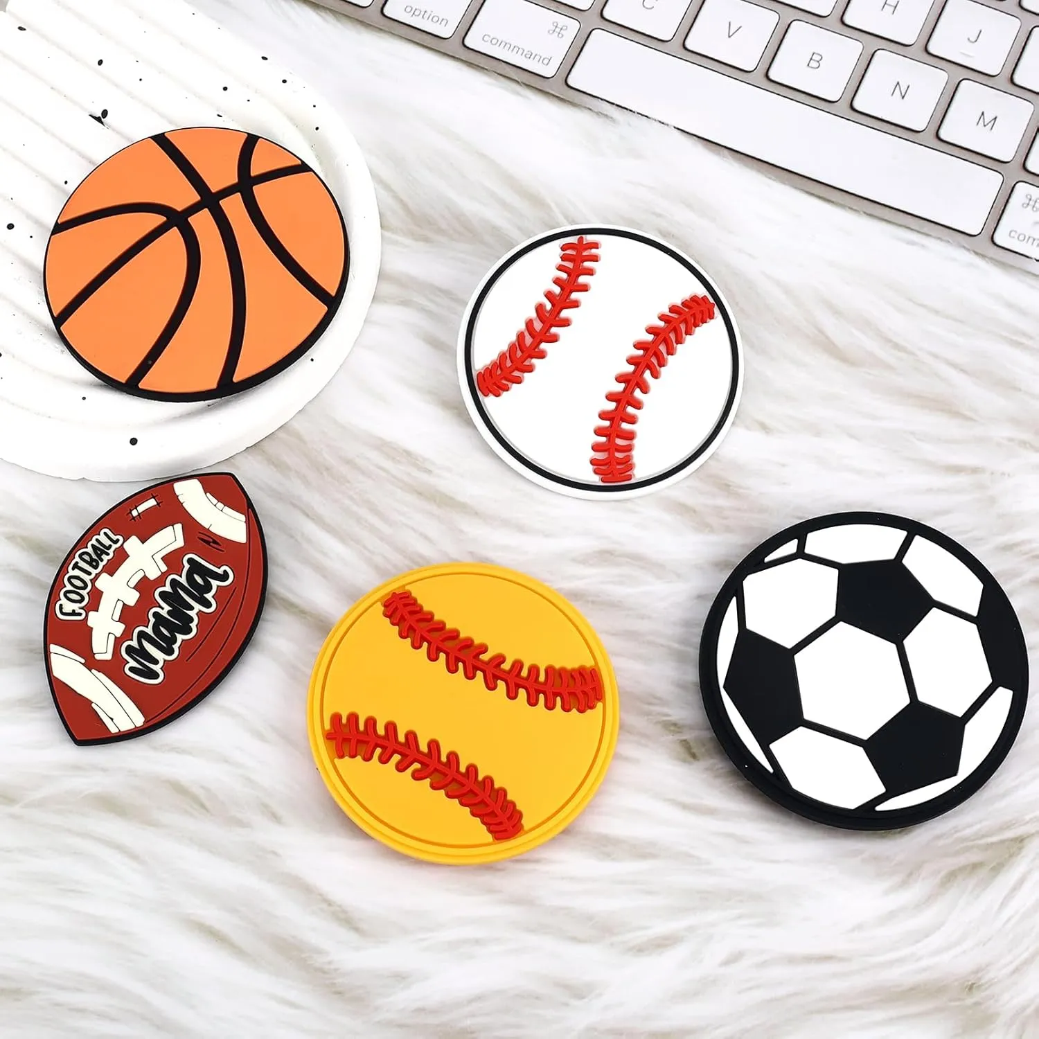 2Pcs Sports Bogg Bag Charm Accessories - Beads Charms for Beach Tote Handbag - Cute Decoration for Women Mom Backpack Keychain - Sports Fans Gift