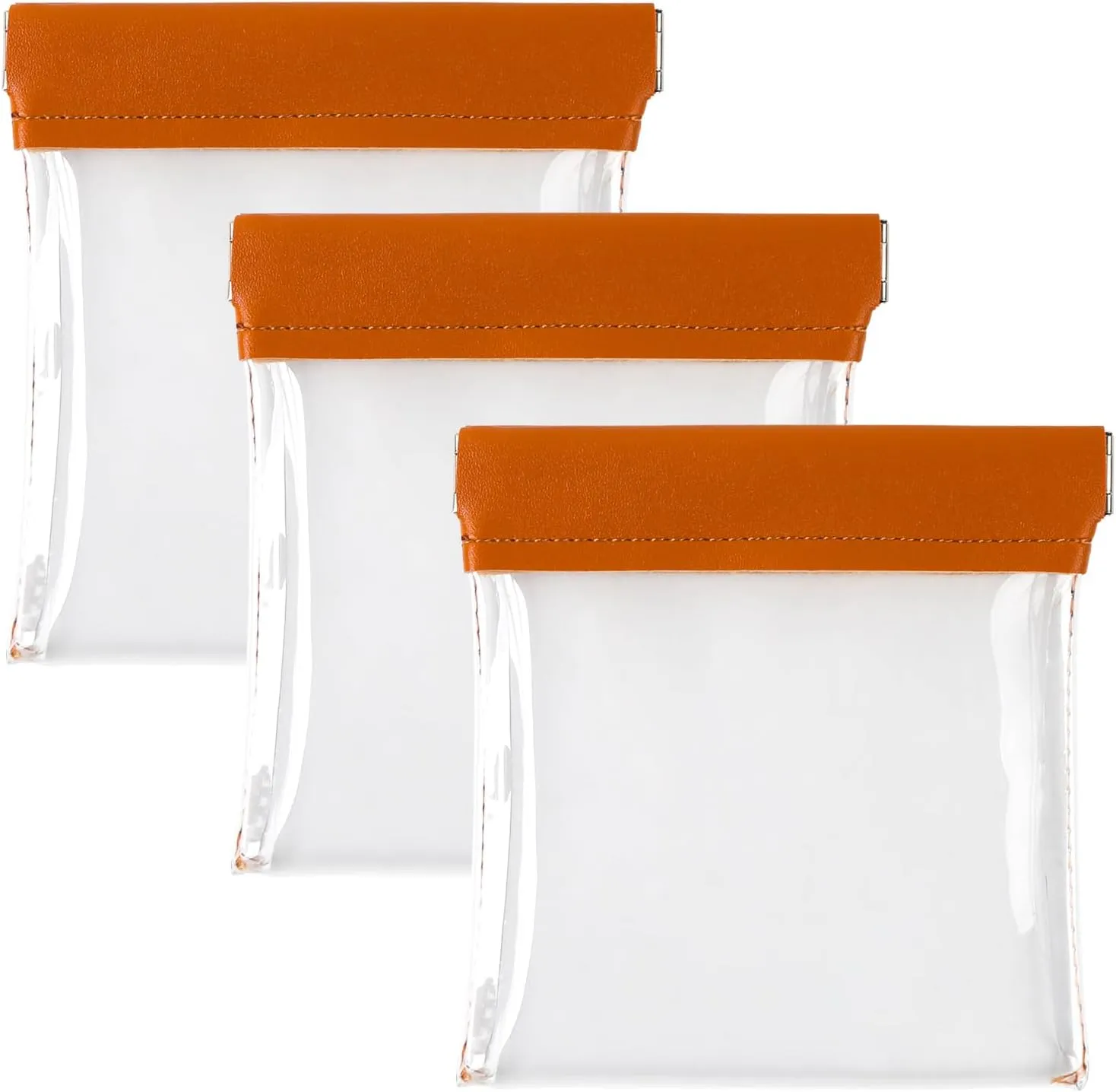 3 Pcs Clear Pocket Cosmetic Bag Squeeze Small Makeup Pouch Waterproof Leather No Zipper Portable Travel Makeup Pouches