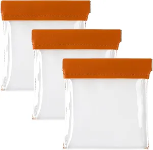 3 Pcs Clear Pocket Cosmetic Bag Squeeze Small Makeup Pouch Waterproof Leather No Zipper Portable Travel Makeup Pouches
