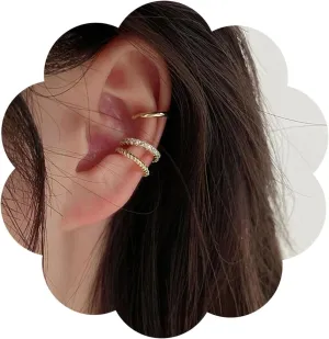 3 Pcs Minimalist Ear Cuffs Earrings Cubic Zirconia Hoop Earrings 925 Sterling Silver Non Pierced Clip On Earring Trendy Cartilage Climber Ear Wrap Earrings Dainty Jewelry for Women