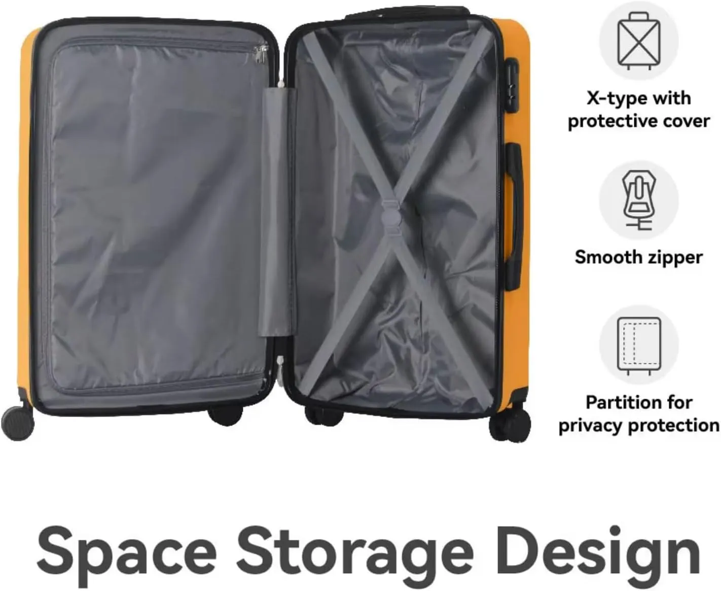 3-Piece ABS Hardshell Luggage Set | Lightweight & Durable Suitcases | 20" Spinner Wheels | Nested Design for Easy Storage | Simple Password Lock (Tulip Yellow)