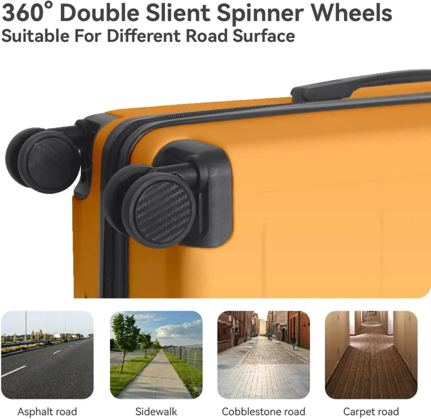 3-Piece ABS Hardshell Luggage Set | Lightweight & Durable Suitcases | 20" Spinner Wheels | Nested Design for Easy Storage | Simple Password Lock (Tulip Yellow)