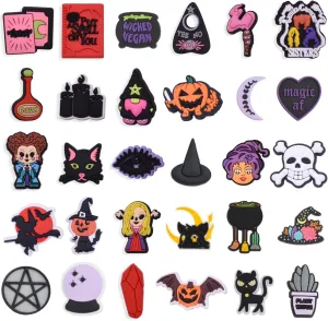 30 Pcs Witchy Shoe Charms Magic Shoes Charms for Adults Boys Girls Kawaii Cartoon Shoe Charms Cute Charms Gothic Shoe Accessories Pins Shoe Decoration Charm