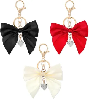 3Pcs Purse Charms Bow Bag Charms for Handbag, Bow Keychain for Purse, Bowknot Key Chain for Women, Cute Car Key Chain Bag Charms, Key Ring Bag Charm Pendant for Girls