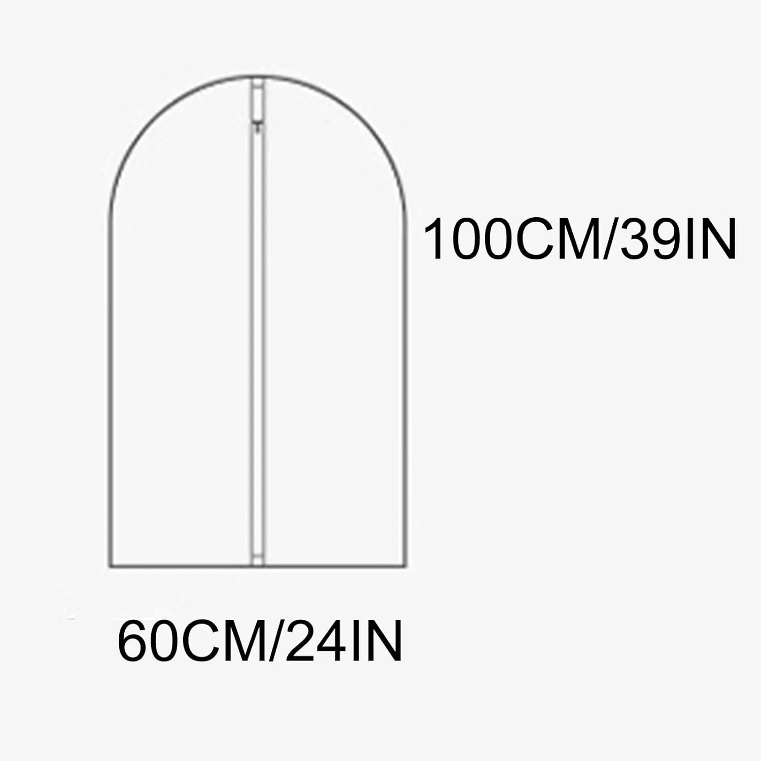 5 Pieces Transparent Garment Bags for Hanging Clothes, PEVA Dress Bag with Zipper, for Hanging Suits, Shirts, Sweaters(60x100cm/24x39in)