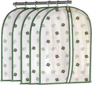 5 Pieces Transparent Garment Bags for Hanging Clothes, PEVA Dress Bag with Zipper, for Hanging Suits, Shirts, Sweaters(60x100cm/24x39in)