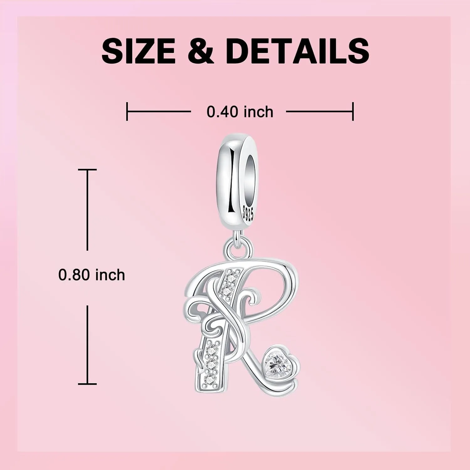 925 Sterling Silver Letter Charms Fit for Charms Bracelet and Necklace Alphabet Initial Dangle Charms Jewelry Gifts for Women