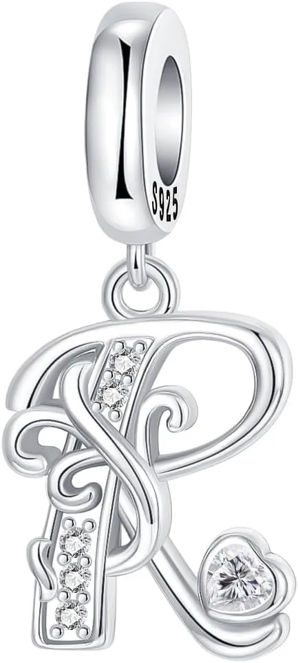 925 Sterling Silver Letter Charms Fit for Charms Bracelet and Necklace Alphabet Initial Dangle Charms Jewelry Gifts for Women