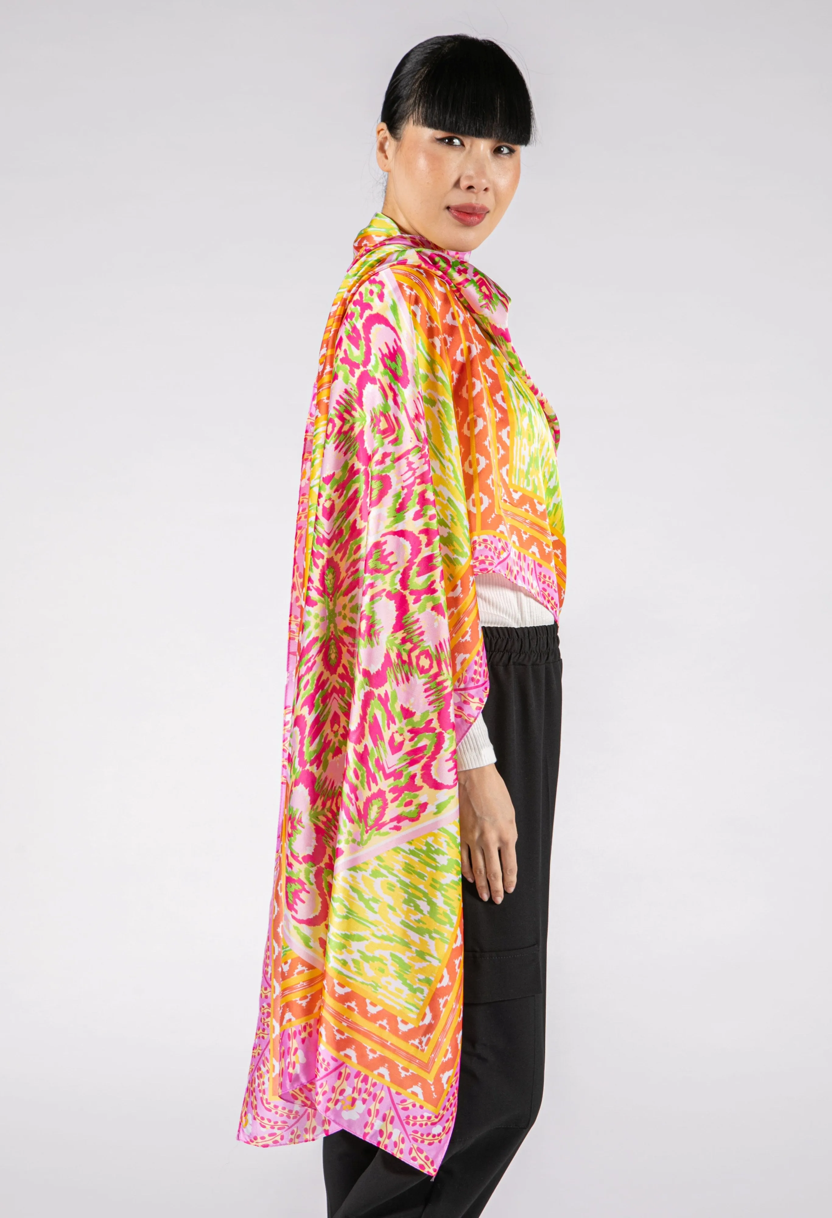 Abstract Mix Print Silk Scarf