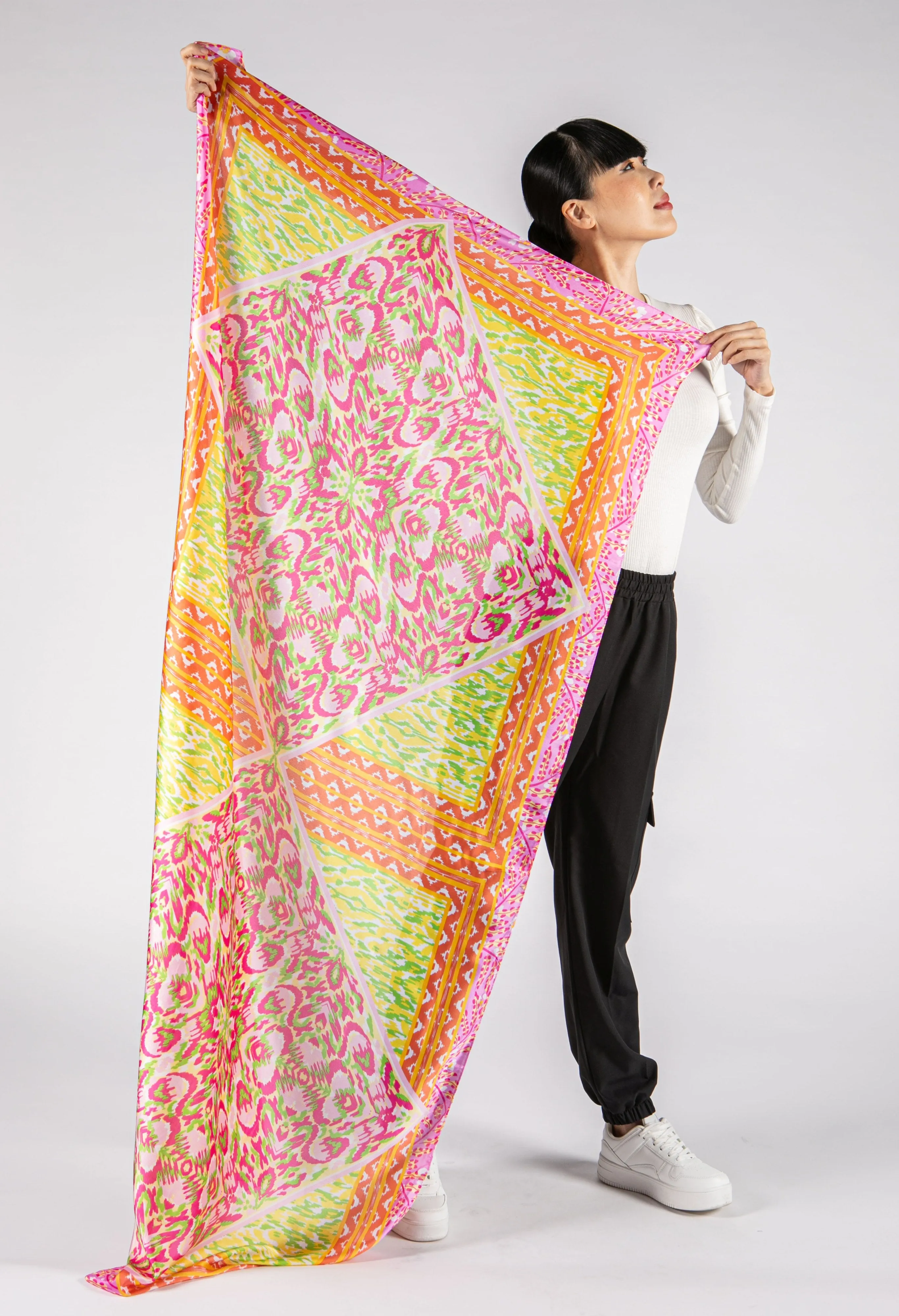 Abstract Mix Print Silk Scarf