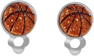 Acrylic Basketball Ear Cuffs Earring for Women Men Non-pierced Stainless Steel Hypoallergenic Clip on Earrings for Sports Fans Lightweight Comfortable for Basketball Enthusiasts