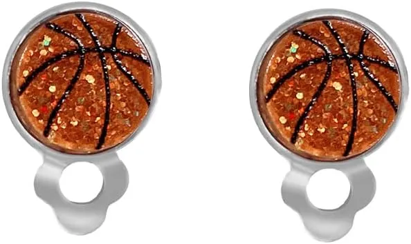 Acrylic Basketball Ear Cuffs Earring for Women Men Non-pierced Stainless Steel Hypoallergenic Clip on Earrings for Sports Fans Lightweight Comfortable for Basketball Enthusiasts