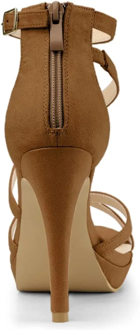 Allegra K Women's Strappy Platform Stiletto Heels Sandals