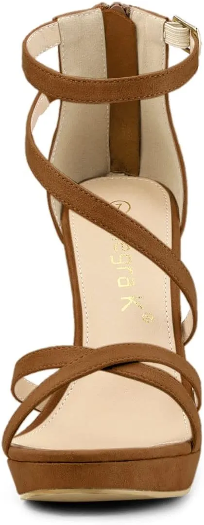 Allegra K Women's Strappy Platform Stiletto Heels Sandals