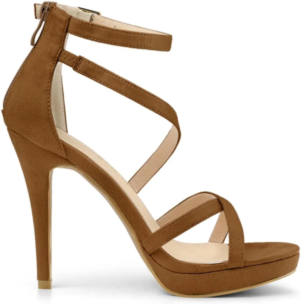Allegra K Women's Strappy Platform Stiletto Heels Sandals