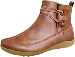 AMDBEL Winter Boots for Women Fashion Ankle Boots for Women Arch Support Womens Low Heel Fashion Lace Up Zipper Booties Slip On Fall Winter Short Booties Chelsea Boots Women Platform