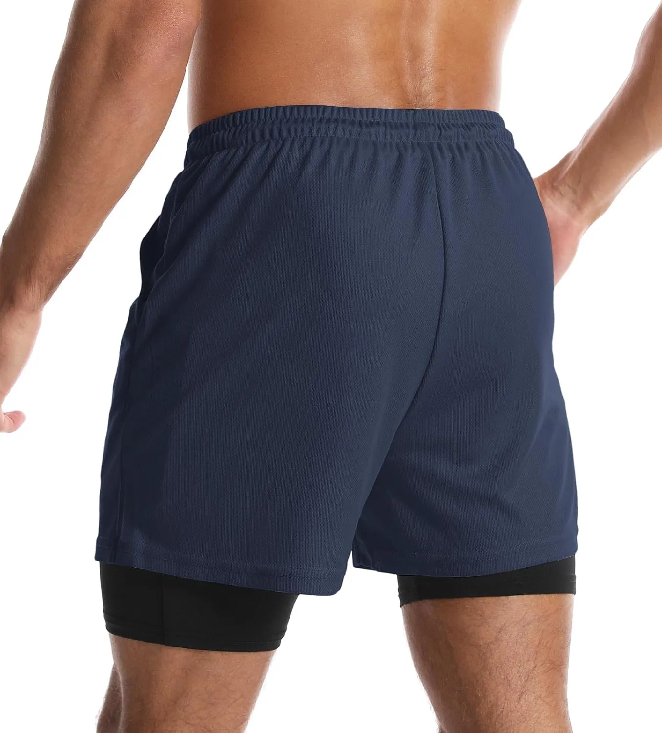 Aolesy Men's 2 in 1 Running Shorts Quick Dry Gym Shorts 5" Athletic Shorts Workout Shorts with Pockets