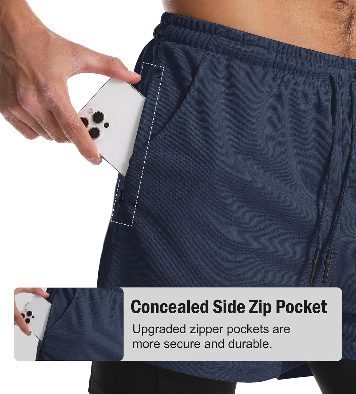 Aolesy Men's 2 in 1 Running Shorts Quick Dry Gym Shorts 5" Athletic Shorts Workout Shorts with Pockets
