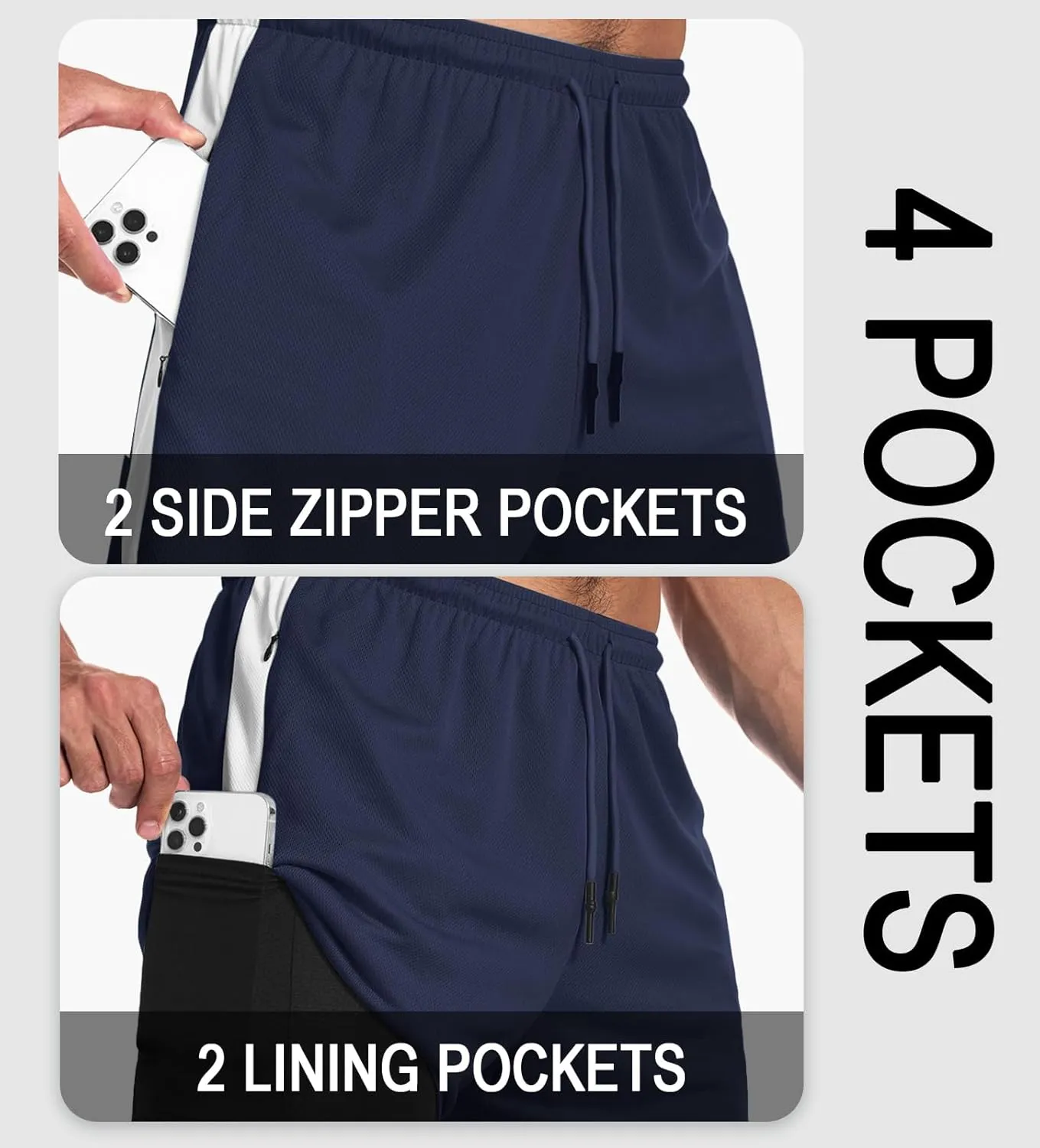 Aolesy Men's 2 in 1 Running Shorts Quick Dry Gym Shorts 5" Athletic Shorts Workout Shorts with Pockets
