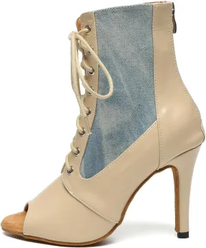 AOQUNFS Dancing Boots Women Latin Ballroom Ankle Dance Shoes,L634