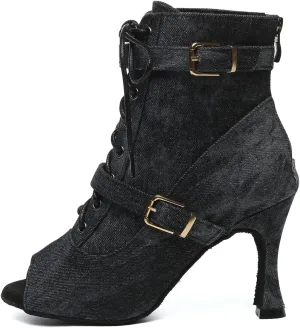 AOQUNFS Dancing Boots Women Latin Ballroom Ankle Dance Shoes,L636