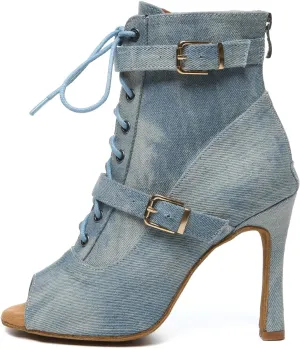 AOQUNFS Dancing Boots Women Latin Ballroom Ankle Dance Shoes,L636