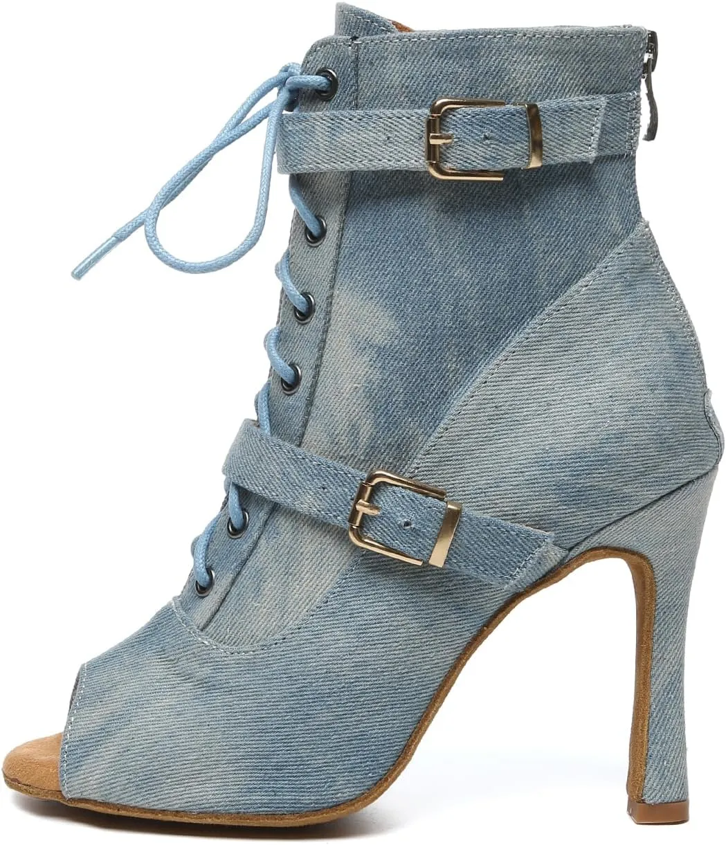AOQUNFS Dancing Boots Women Latin Ballroom Ankle Dance Shoes,L636