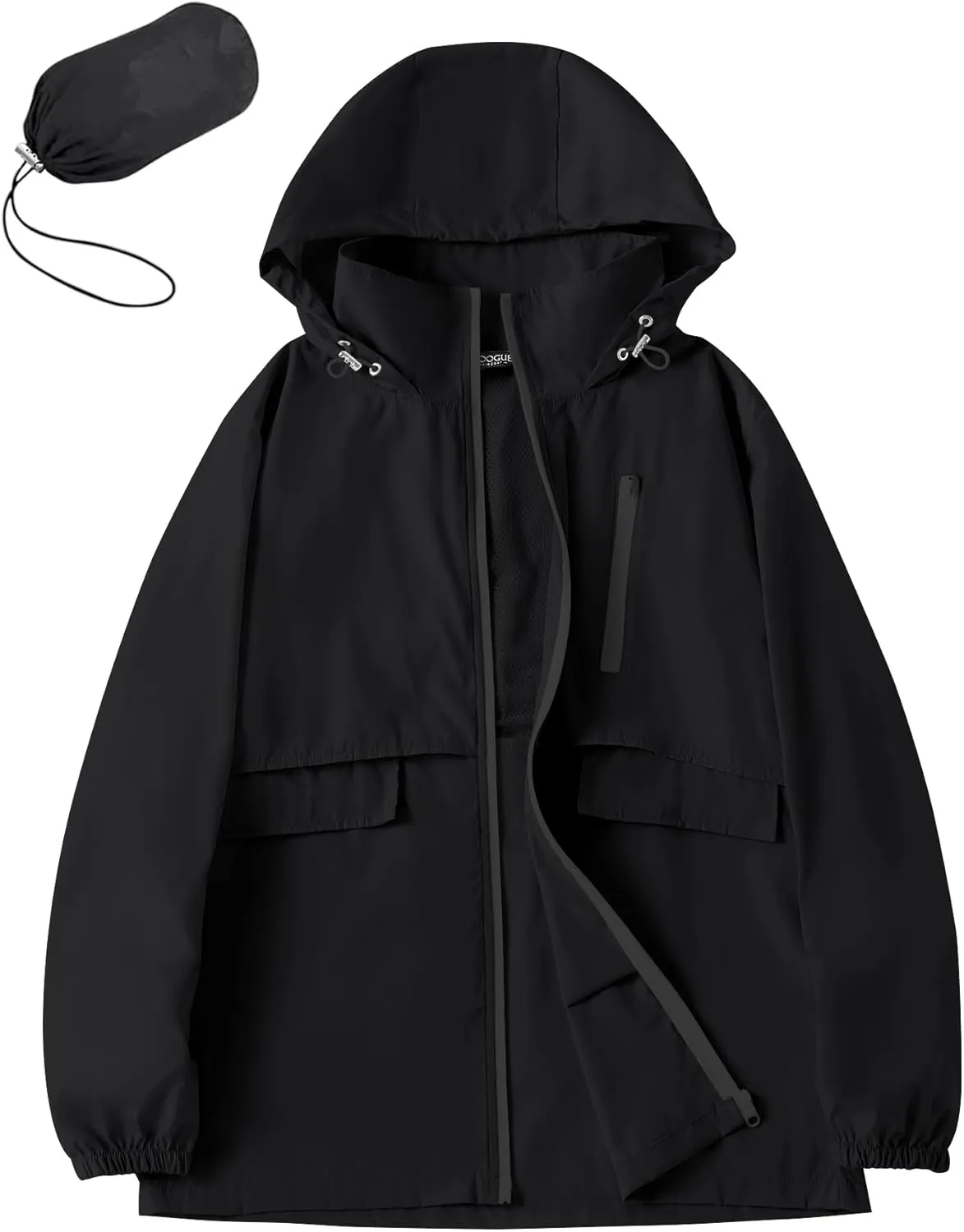 Avoogue Rain Jacket Women with Hooded Lightweight Waterproof Raincoats Packable Zipper Pockets Windbreakers