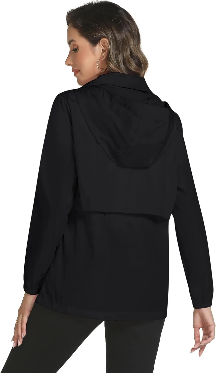 Avoogue Rain Jacket Women with Hooded Lightweight Waterproof Raincoats Packable Zipper Pockets Windbreakers