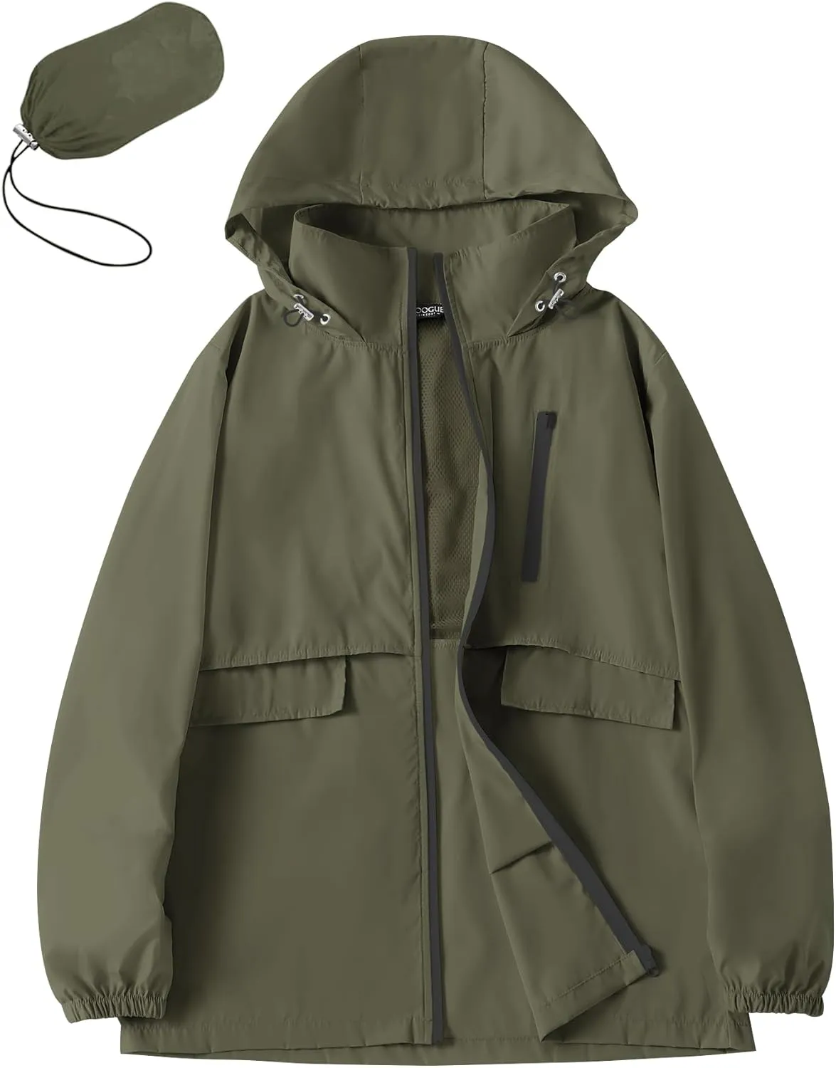 Avoogue Rain Jacket Women with Hooded Lightweight Waterproof Raincoats Packable Zipper Pockets Windbreakers