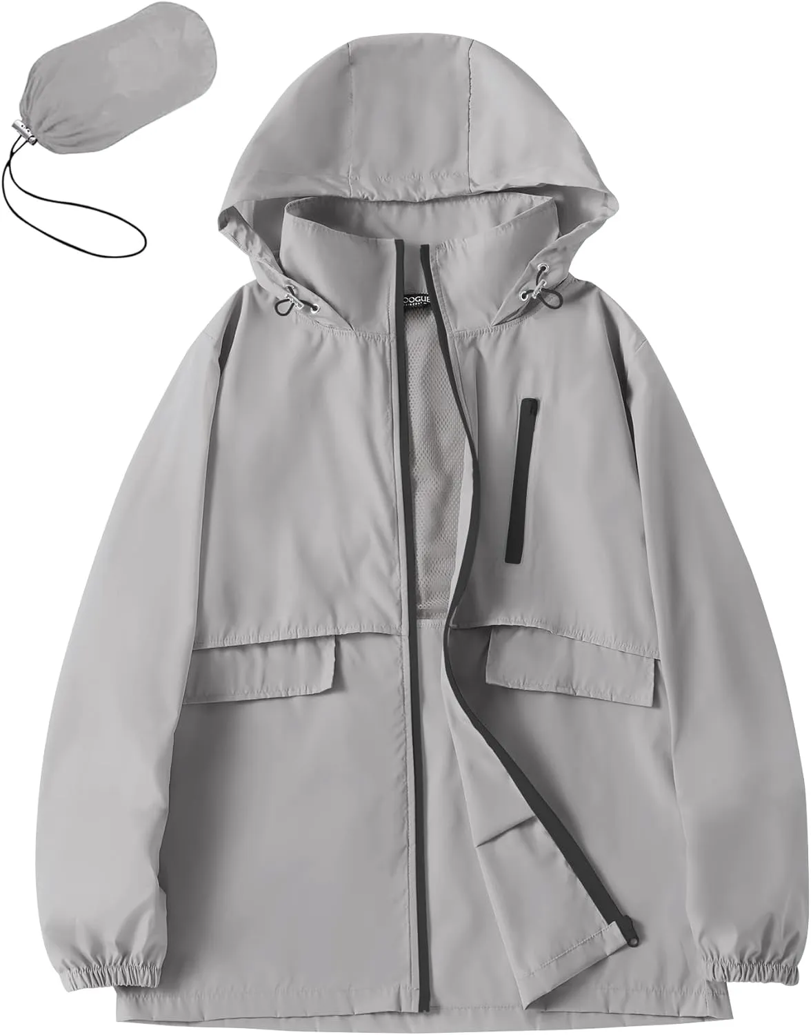 Avoogue Rain Jacket Women with Hooded Lightweight Waterproof Raincoats Packable Zipper Pockets Windbreakers