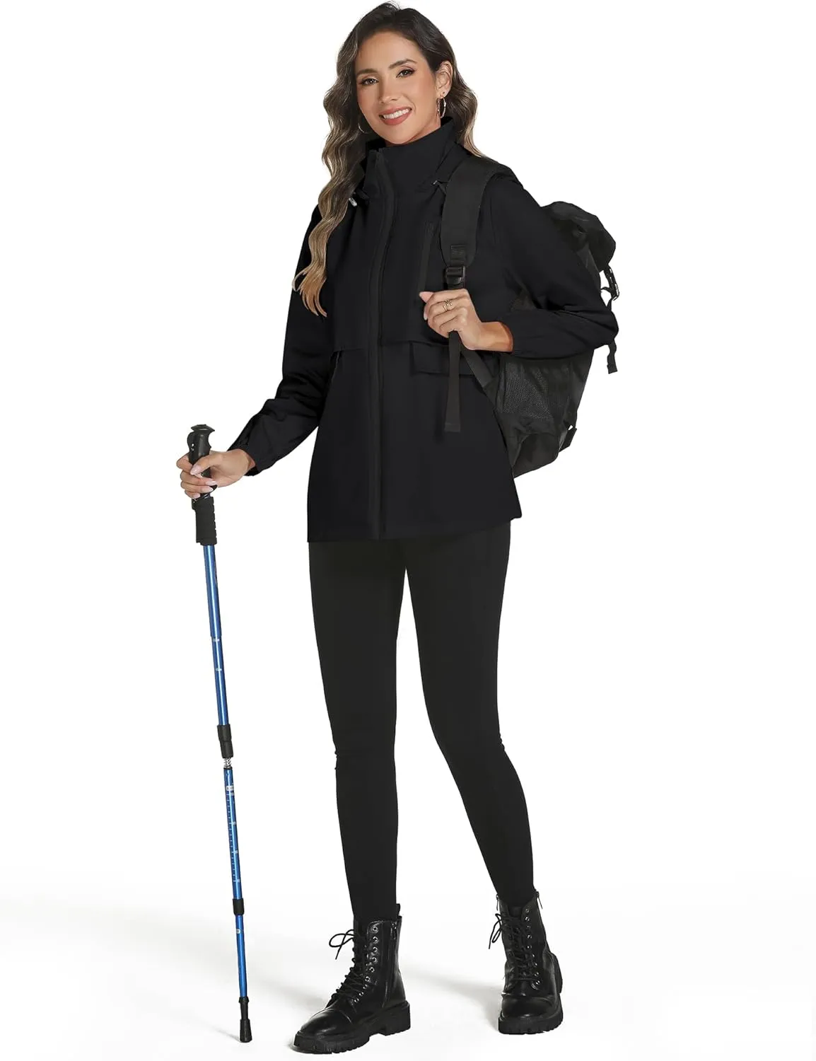 Avoogue Rain Jacket Women with Hooded Lightweight Waterproof Raincoats Packable Zipper Pockets Windbreakers