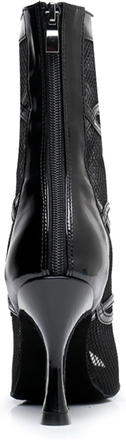 Ballroom Latin Shoes for Women Peep Toe Dancing Ankle Boots Lace-up Evening Sandals Booties X3228