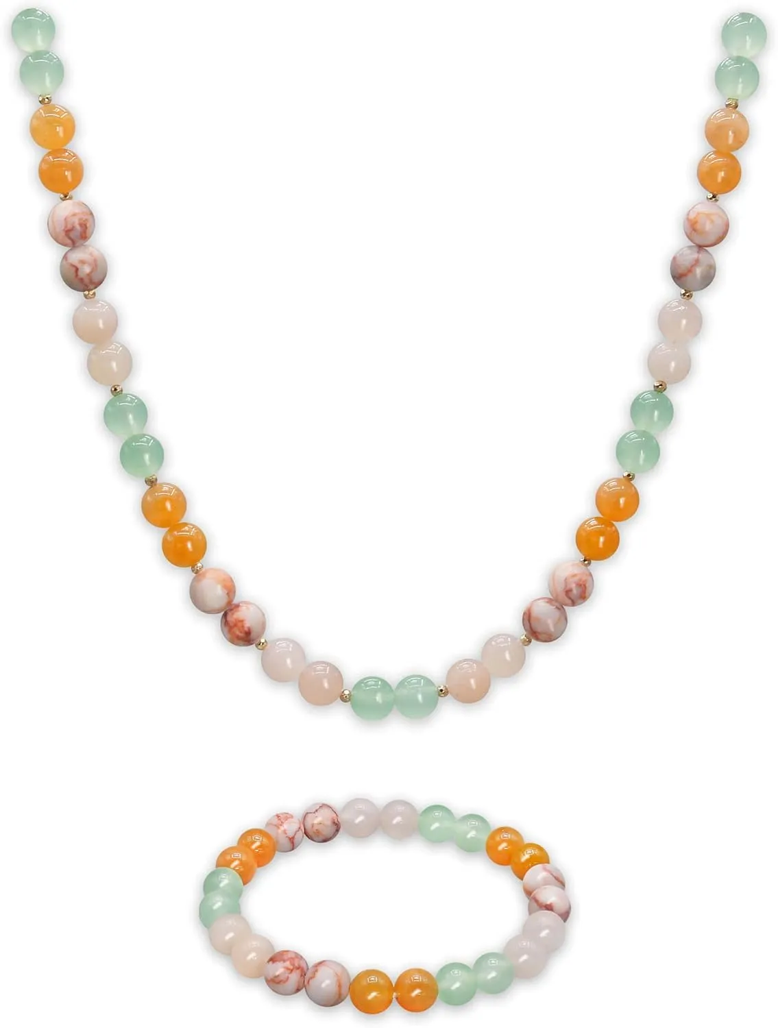 Beaded Necklace for Women,8MM Jasper Stone Necklace, Handmade Fashion Jewelry Gifts,Bead Choker Necklace