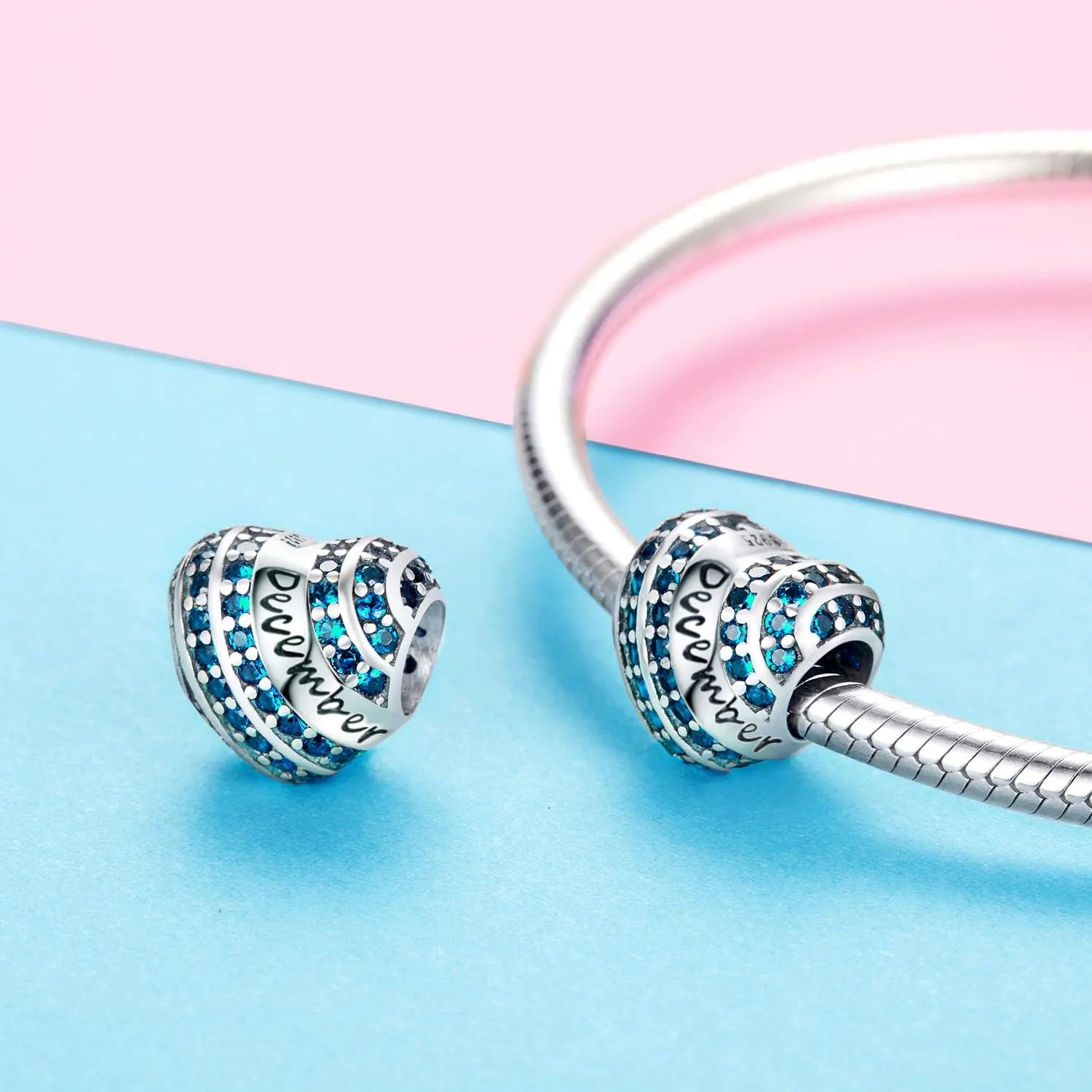 Birthstone Charm Fit for Pandora Charms Bracelet Sterling Silver Bead Birthday Charms 13