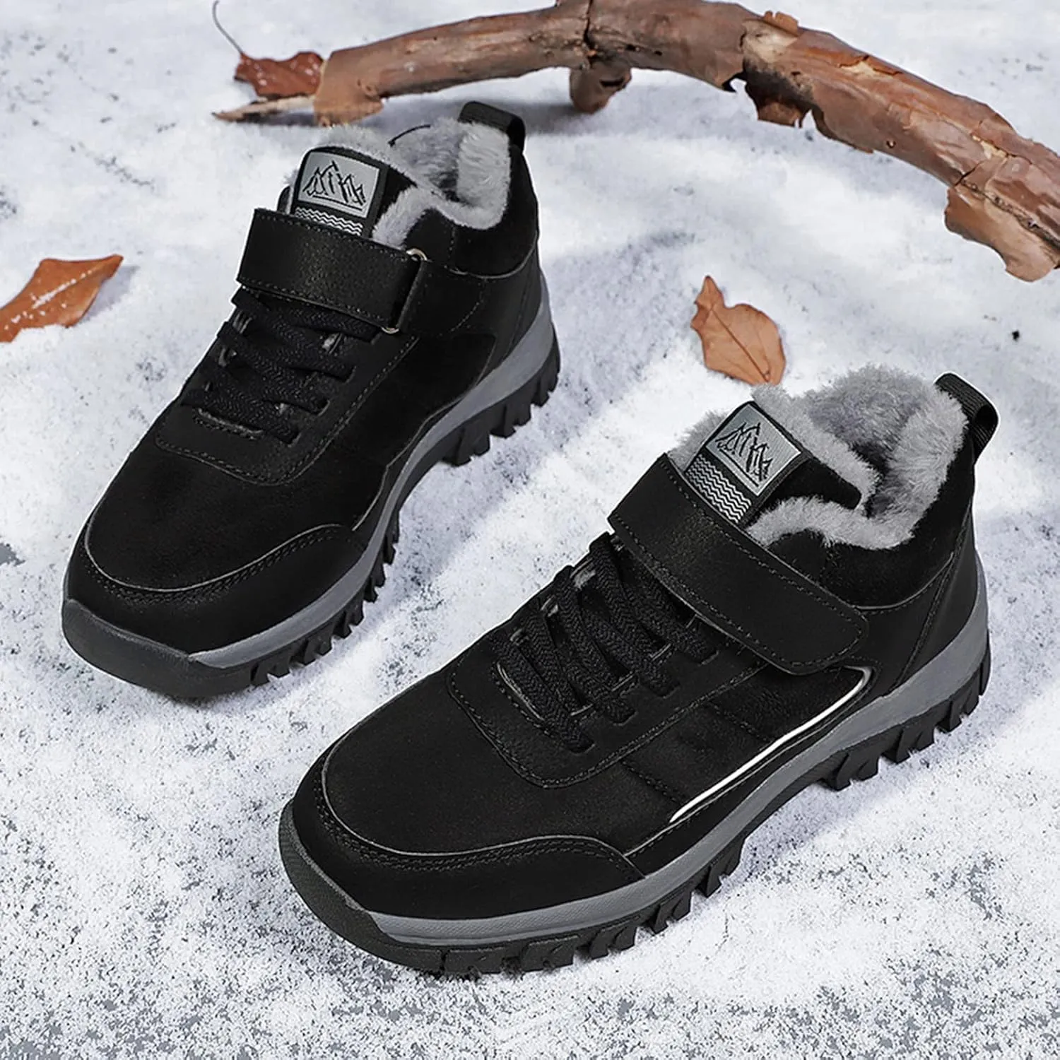 Black Snow Boots for Women Knee High Women's Waterproof Boots Women's Winter Fur Lined Ankle Boots Waterproof Cute Snow Boots for Woman Botas Nieve Trabajo