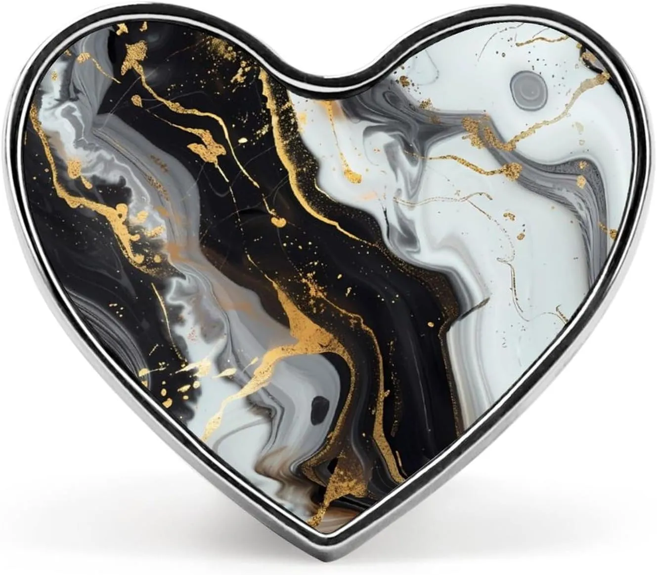 Black White And Gold Marble Abstract Heart Pins Lapel Pins Enamel Brooches for Wedding Party Costume Accessory