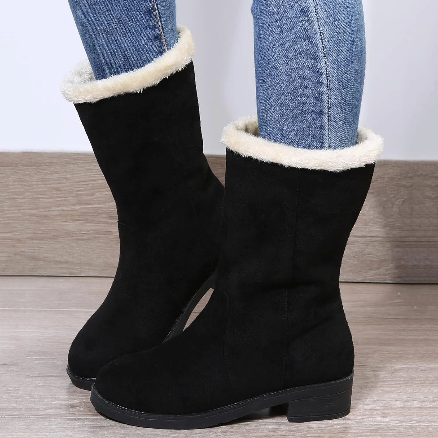 Black Winter Boots for Women Short Womens Winter Ankle Snow Boots Women Winter Booties Size 11 Womens Waterproof Hiking Boots Extra Wide Width Botas De Mujer Para La Nieve Que No Se Resbale